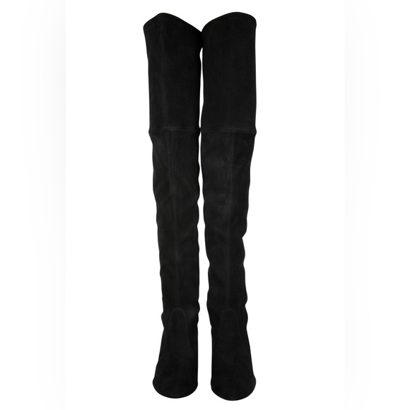 STUART WEITZMAN Black Suede Solid Tiemodel Over-The-Knee Boot - Picture 7 of 11